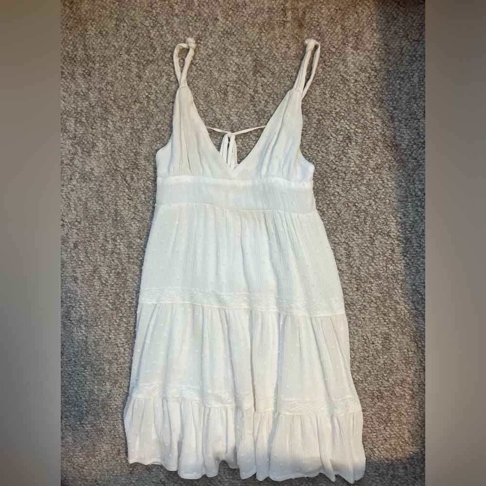 white v-cut dress